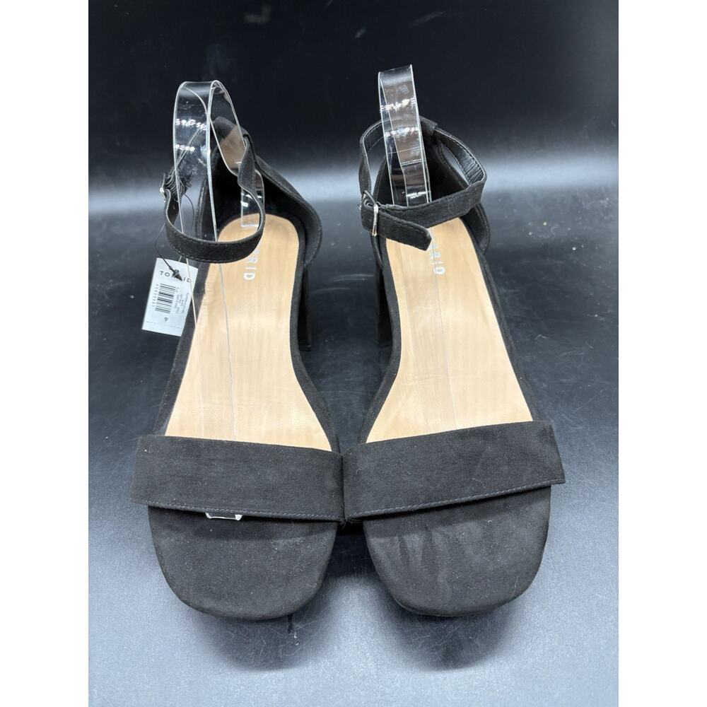 Torrid Women's Size 9 Platform Ankle Strap Heel Black Block Suede Sandal NEW - Picture 3 of 7